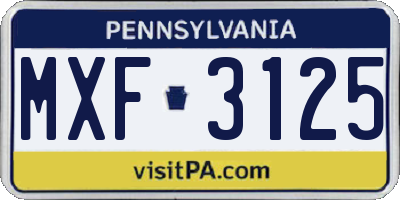 PA license plate MXF3125