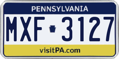 PA license plate MXF3127