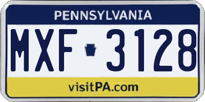PA license plate MXF3128