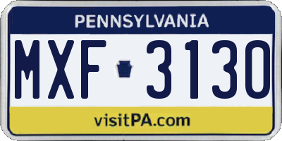 PA license plate MXF3130
