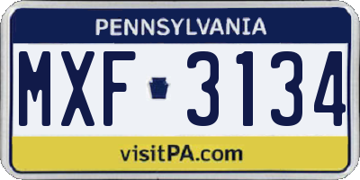 PA license plate MXF3134