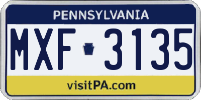 PA license plate MXF3135