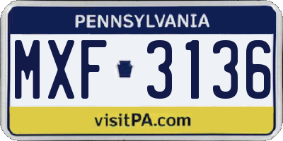 PA license plate MXF3136