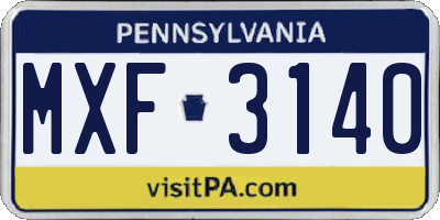 PA license plate MXF3140