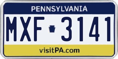 PA license plate MXF3141