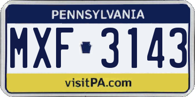 PA license plate MXF3143