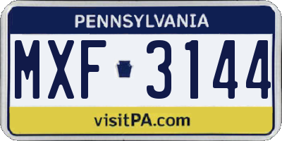 PA license plate MXF3144