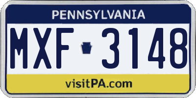 PA license plate MXF3148