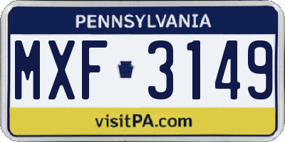 PA license plate MXF3149