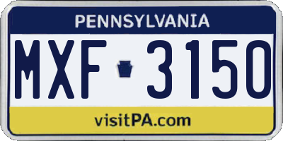 PA license plate MXF3150