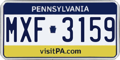 PA license plate MXF3159