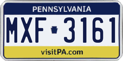 PA license plate MXF3161