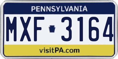 PA license plate MXF3164
