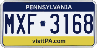 PA license plate MXF3168