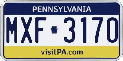 PA license plate MXF3170