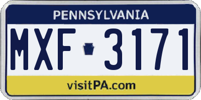 PA license plate MXF3171