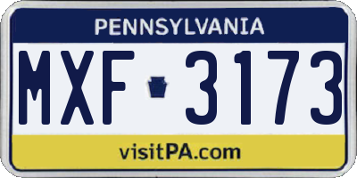 PA license plate MXF3173