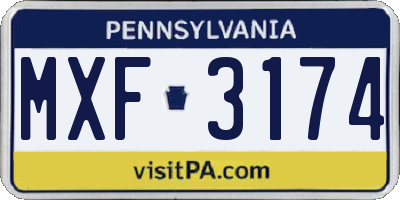 PA license plate MXF3174