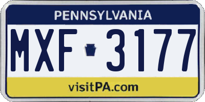 PA license plate MXF3177