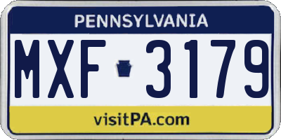 PA license plate MXF3179