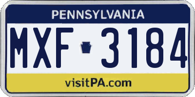 PA license plate MXF3184