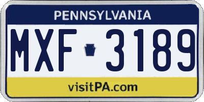 PA license plate MXF3189