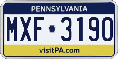 PA license plate MXF3190