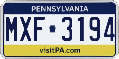 PA license plate MXF3194