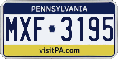 PA license plate MXF3195