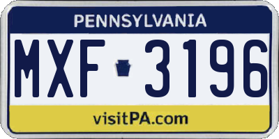 PA license plate MXF3196