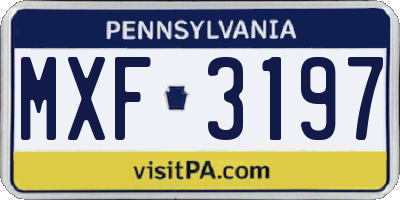 PA license plate MXF3197