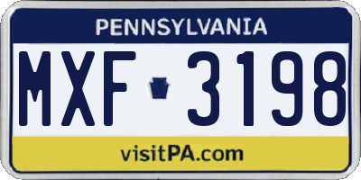 PA license plate MXF3198
