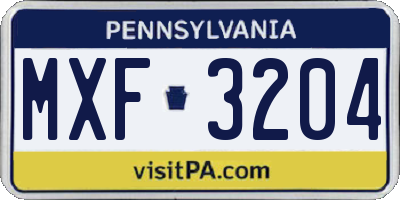PA license plate MXF3204