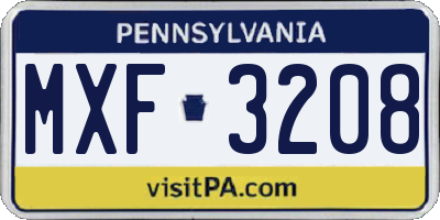 PA license plate MXF3208