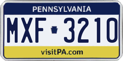 PA license plate MXF3210