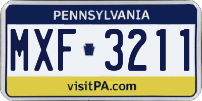 PA license plate MXF3211