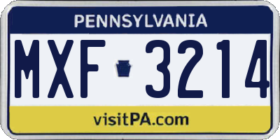 PA license plate MXF3214