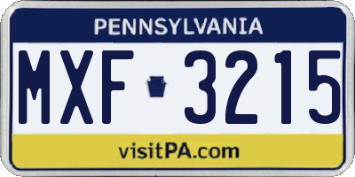 PA license plate MXF3215