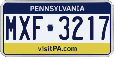 PA license plate MXF3217