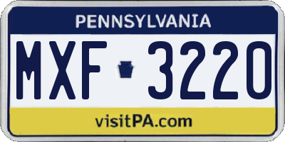 PA license plate MXF3220