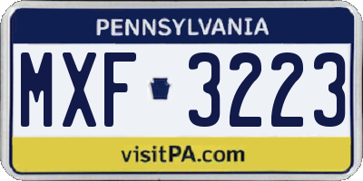 PA license plate MXF3223
