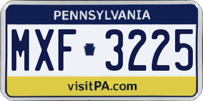 PA license plate MXF3225