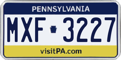 PA license plate MXF3227