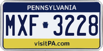 PA license plate MXF3228