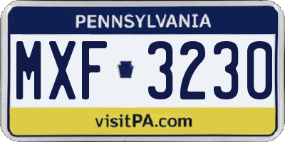 PA license plate MXF3230