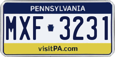 PA license plate MXF3231