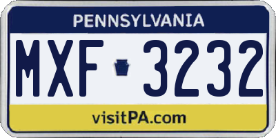 PA license plate MXF3232