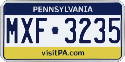 PA license plate MXF3235
