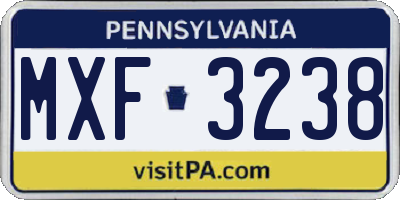 PA license plate MXF3238