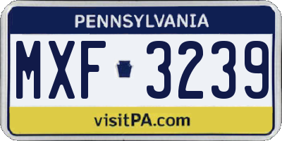 PA license plate MXF3239